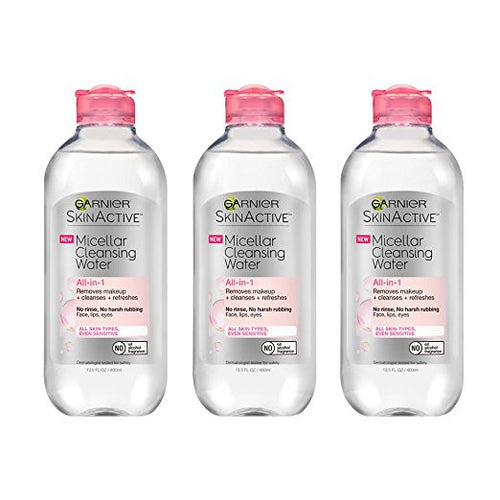 Garnier Skin Skinactive Micellar Cleansing Water All-In-1 Cleanser and Makeup Remover, 3 Count