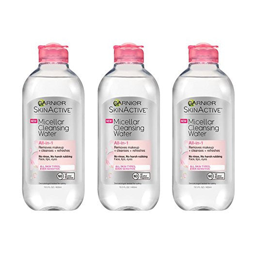 Garnier Skin Skinactive Micellar Cleansing Water All-In-1 Cleanser and Makeup Remover, 3 Count