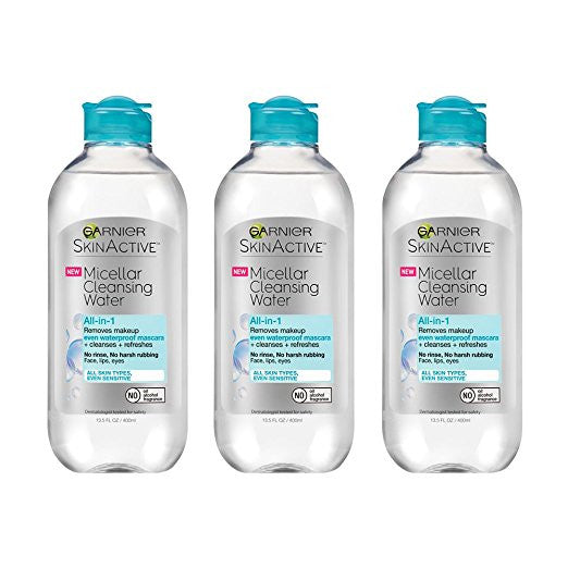 Garnier Skinactive Micellar Cleansing Water All-In-1 Cleanser and Waterproof Makeup Remover, 3 Count