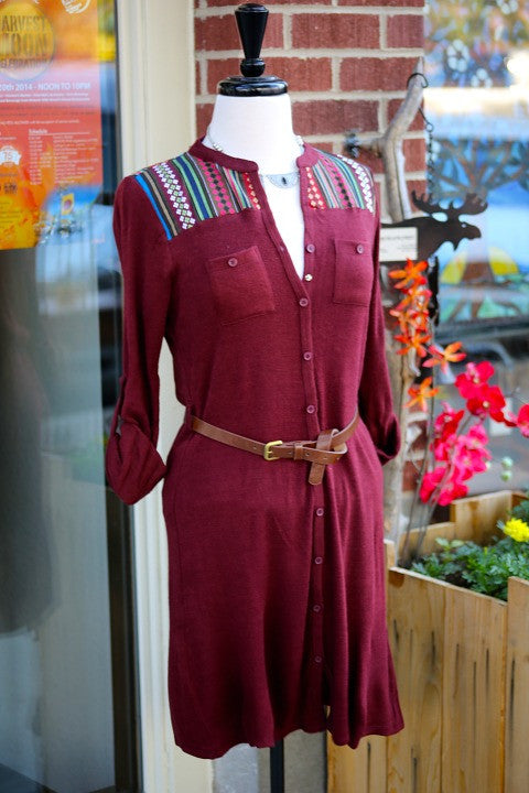 Red dress with belt